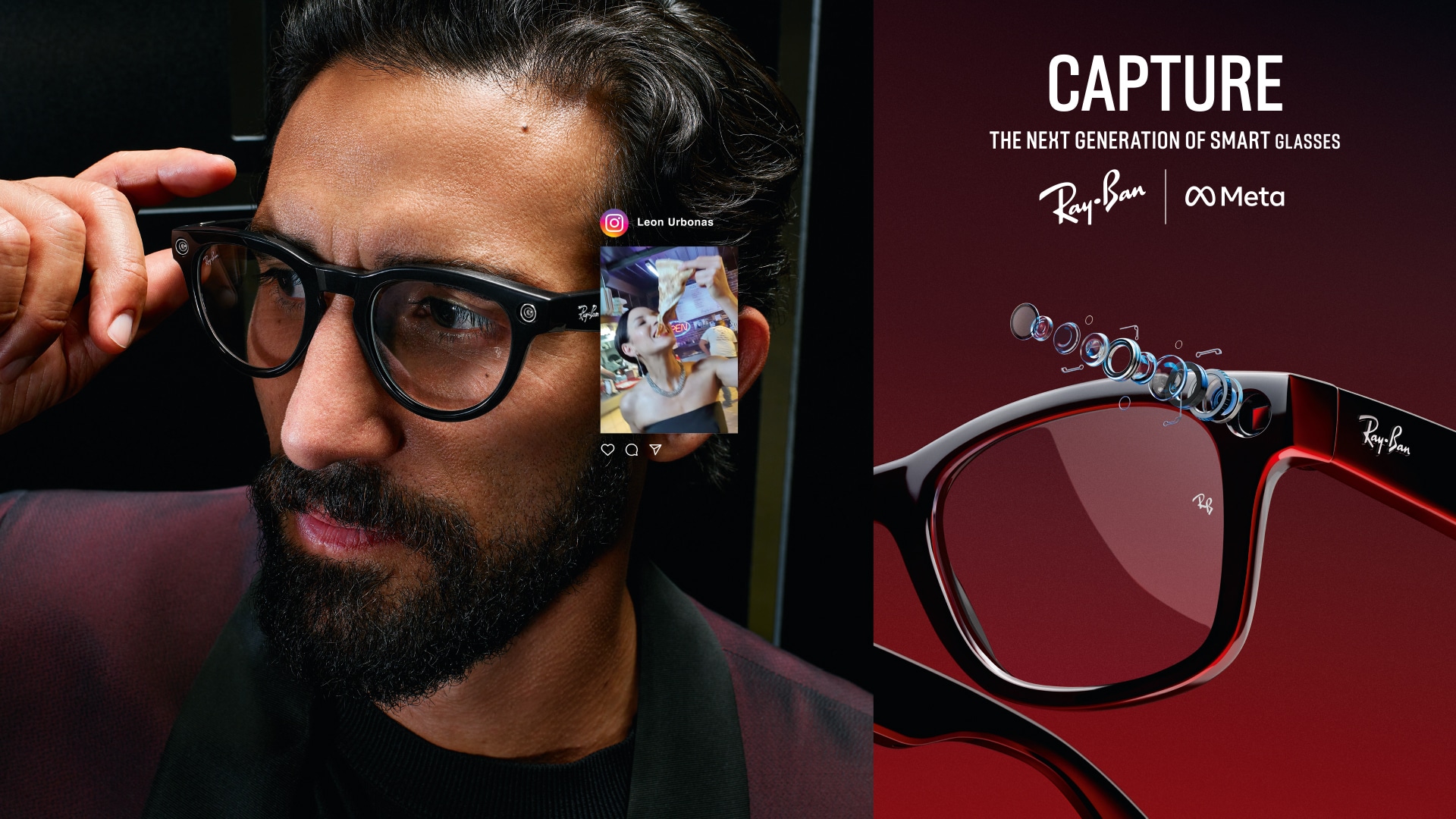 Ray-Ban Meta yapay zekâ gözlüğü kullanan.bir kişi
